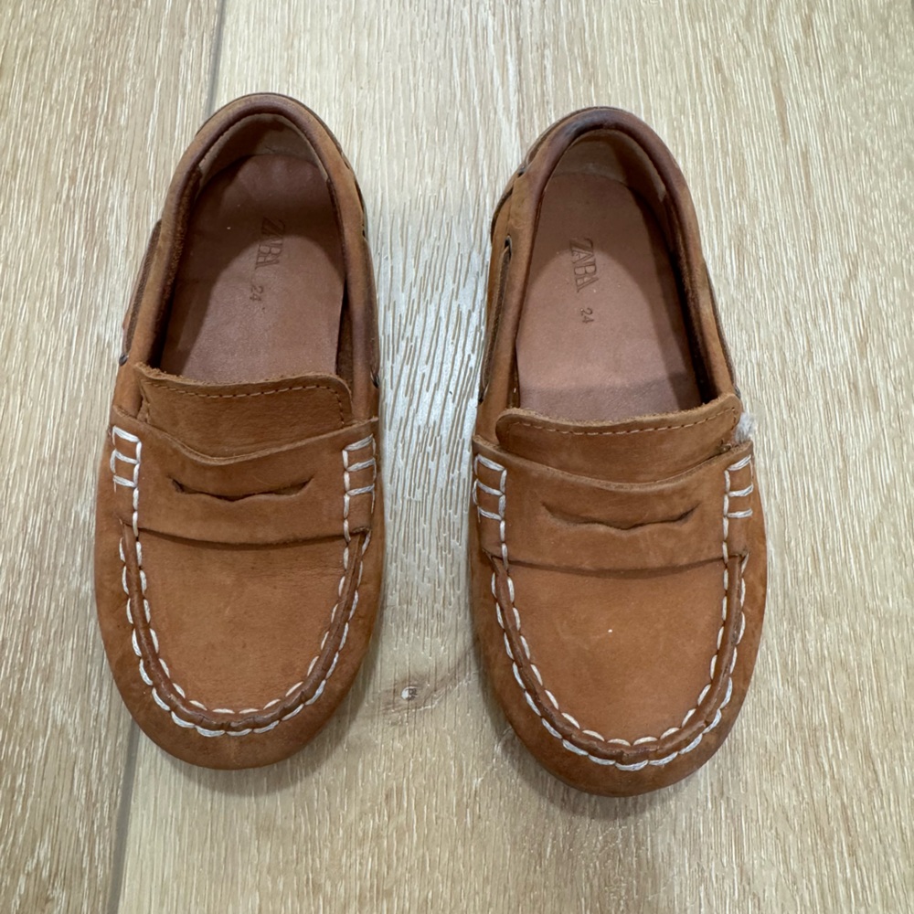 Zara Kids Brown Leather Loafers Toddler Size 7